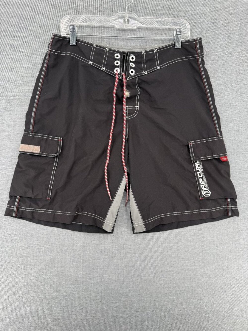 Vtg Rip Curl Board Shorts Mens 32 10" Swim Trunks Cargo Pocket Drawstring Y2K